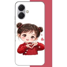Aksesuarist Tecno Spark Go 2 Uyumlu Kawaii Kalpli Kız Baskılı Silikon Kılıf