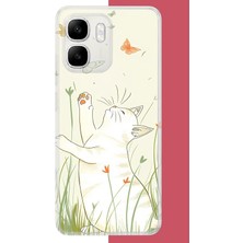 Aksesuarist Infinix Smart 10 Uyumlu Mutlu Kedi Baskılı Silikon Kılıf