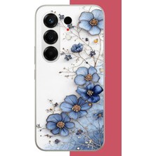 Aksesuarist Tecno Camon 50 Uyumlu Mavi Çiçek Baskılı Silikon Kılıf