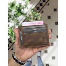 Visso 606 Hakiki Deri Isme Özel Para Bölmeli Erkek ve Kadın Deri Mini Kredi Kartlık Deri Cüzdan Çanta