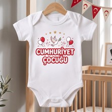Egg Baby Cumhuriyet Çocuğu Baskılı %100 Pamuklu Bebek Zıbın Body Kısa Kollu 29 Ekim Cumhuriyet Bayramı