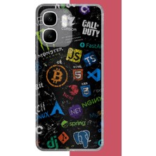 Aksesuarist Infinix Smart 10 Uyumlu Yazılım Dünyası Baskılı Silikon Kılıf