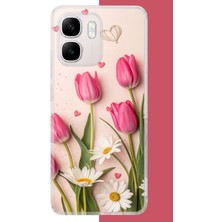 Aksesuarist Infinix Smart 10 Uyumlu Pembe Lale Baskılı Silikon Kılıf