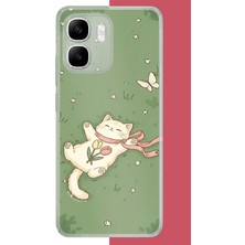 Aksesuarist Infinix Smart 10 Uyumlu Fularlı Kedi Baskılı Silikon Kılıf