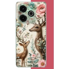 Aksesuarist Tecno Pova 6 Pro Uyumlu Çiçekli Geyik Baskılı Silikon Kılıf
