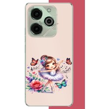Aksesuarist Tecno Pova 6 Pro Uyumlu Minik Balerin3 Baskılı Silikon Kılıf