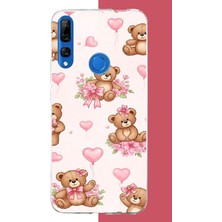 Aksesuarist Honor 9x Uyumlu Fiyonklu Peluş Ayıcık Baskılı Silikon Kılıf