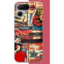 Aksesuarist Tecno Pova Curve 2 Uyumlu Retro Baskılı Silikon Kılıf