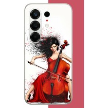 Aksesuarist Tecno Camon 50 Uyumlu Çello Çalan Kadın Baskılı Silikon Kılıf