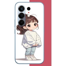 Aksesuarist Tecno Camon 50 Pro Uyumlu Kawaii Beyaz Sweatshirt Kız Baskılı Silikon Kılıf