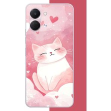 Aksesuarist Tecno Spark Go 3 Uyumlu Pembe Kedi Baskılı Silikon Kılıf