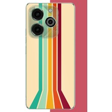 Aksesuarist Tecno Pova 6 Pro Uyumlu Retro Renk Şeritleri Baskılı Silikon Kılıf
