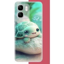 Aksesuarist Infinix Smart 10 Uyumlu Sevimli Kaplumbağa Baskılı Silikon Kılıf