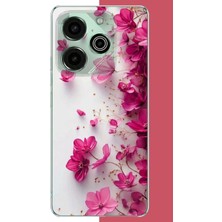 Aksesuarist Tecno Pova 6 Pro Uyumlu Fuşya Çiçek Esintisi Baskılı Silikon Kılıf