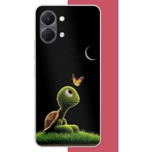 Aksesuarist Tecno Spark Go 3 Uyumlu Ay Işığındaki Minik Kaplumbağa Baskılı Silikon Kılıf