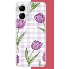 Aksesuarist Infinix Smart 10 Uyumlu Mor Lale Baskılı Silikon Kılıf