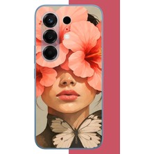Aksesuarist Tecno Camon 50 Pro Uyumlu Pembe Çiçekli Kadın Baskılı Silikon Kılıf
