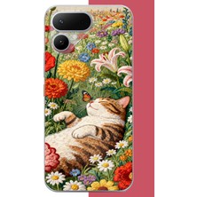 Aksesuarist Tecno Pova Curve 2 Uyumlu Nakışlı Kedi Baskılı Silikon Kılıf