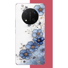 Aksesuarist Honor X9C Uyumlu Mavi Çiçek Baskılı Silikon Kılıf