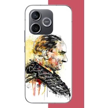 Aksesuarist Honor 600 Uyumlu Sulu Boya Atatürk Baskılı Silikon Kılıf