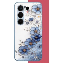 Aksesuarist Tecno Camon 50 Pro Uyumlu Mavi Çiçek Baskılı Silikon Kılıf