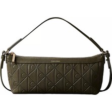 Calvin Klein Kadın Monogram Logo Desenli Üstten Tutmalı Çıkarılabilir Omuz Askılı Fermuarlı Yeşil Çanta LV04F3879G-LI1
