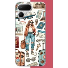 Aksesuarist Tecno Pova Curve 2 Uyumlu Vintage-Travel Baskılı Silikon Kılıf