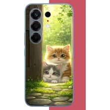 Aksesuarist Tecno Camon 50 Pro Uyumlu Kapıdaki Kediler Baskılı Silikon Kılıf