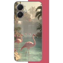 Aksesuarist Tecno Spark Go 2 Uyumlu Akarsudaki Flamingo Baskılı Silikon Kılıf