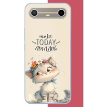 Aksesuarist Tecno Spark Slim 5g Uyumlu Çiçek Taçlı Kedi Baskılı Silikon Kılıf