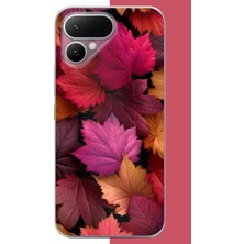 Aksesuarist Tecno Pova Curve 2 Uyumlu Kızıl Sonbahar Yaprakları Baskılı Silikon Kılıf