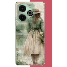 Aksesuarist Tecno Pova 6 Pro Uyumlu Göle Bakan Kadın Baskılı Silikon Kılıf