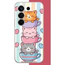 Aksesuarist Tecno Camon 50 Uyumlu Kawaii Fincandaki Kediler Baskılı Silikon Kılıf