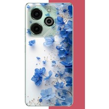 Aksesuarist Tecno Pova 6 Pro Uyumlu Mavi Çiçek2 Baskılı Silikon Kılıf