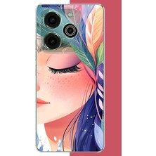 Aksesuarist Tecno Pova 6 Pro Uyumlu Renkli Yaprak Saçlı Kız.jpeg Baskılı Silikon Kılıf