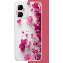 Aksesuarist Infinix Smart 10 Uyumlu Fuşya Çiçek Esintisi Baskılı Silikon Kılıf