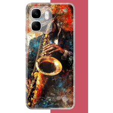 Aksesuarist Infinix Smart 10 Uyumlu Renkli Tenor Saksafon Baskılı Silikon Kılıf