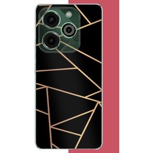 Aksesuarist Tecno Pova 6 Pro Uyumlu Altın Diyagonal Çizgi Baskılı Silikon Kılıf