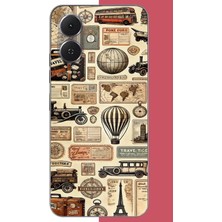 Aksesuarist Tecno Spark Go 2 Uyumlu Vintage Seyehat Baskılı Silikon Kılıf