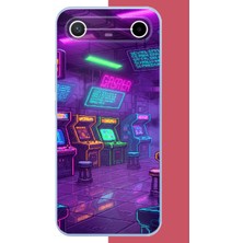 Aksesuarist Tecno Spark Slim 5g Uyumlu Cyberpunk Neon Arcade Baskılı Silikon Kılıf