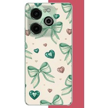 Aksesuarist Tecno Pova 6 Pro Uyumlu Yeşil Fiyonk Baskılı Silikon Kılıf