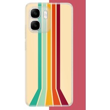 Aksesuarist Infinix Smart 10 Uyumlu Retro Renk Şeritleri Baskılı Silikon Kılıf