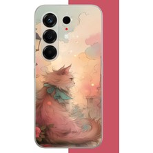 Aksesuarist Tecno Camon 50 Uyumlu Mavi Fularlı Kedi Baskılı Silikon Kılıf
