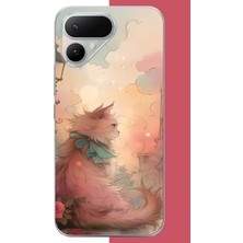 Aksesuarist Tecno Pova Curve 2 Uyumlu Mavi Fularlı Kedi Baskılı Silikon Kılıf