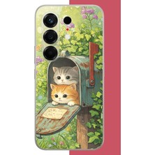 Aksesuarist Tecno Camon 50 Uyumlu Posta Kutusundaki Kedi Baskılı Silikon Kılıf