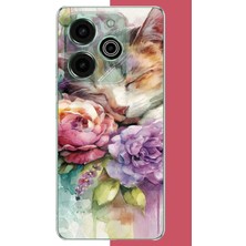 Aksesuarist Tecno Pova 6 Pro Uyumlu Sulu Boya Kedi Baskılı Silikon Kılıf