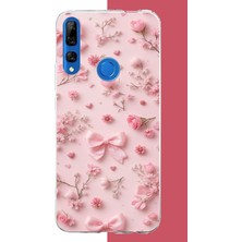 Aksesuarist Honor 9x Uyumlu Pembe Fiyonk Gül.jpeg Baskılı Silikon Kılıf