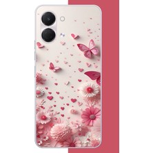 Aksesuarist Tecno Spark Go 3 Uyumlu Pembe Kelebek Baskılı Silikon Kılıf