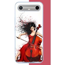 Aksesuarist Tecno Spark Slim 5g Uyumlu Çello Çalan Kadın Baskılı Silikon Kılıf