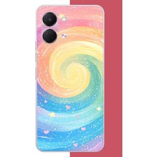 Aksesuarist Tecno Spark Go 3 Uyumlu Gökkuşağı Girdap Baskılı Silikon Kılıf